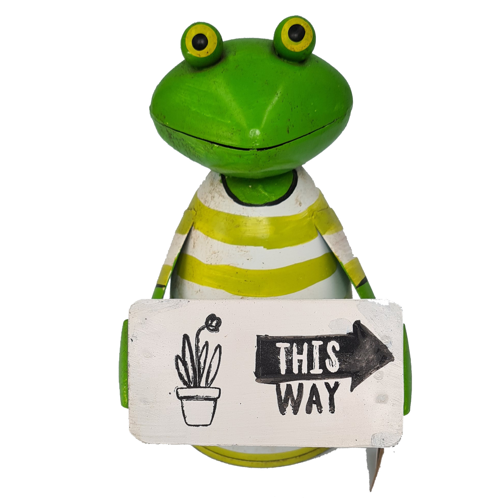 Zaunhocker Frosch mit Schild - This Way