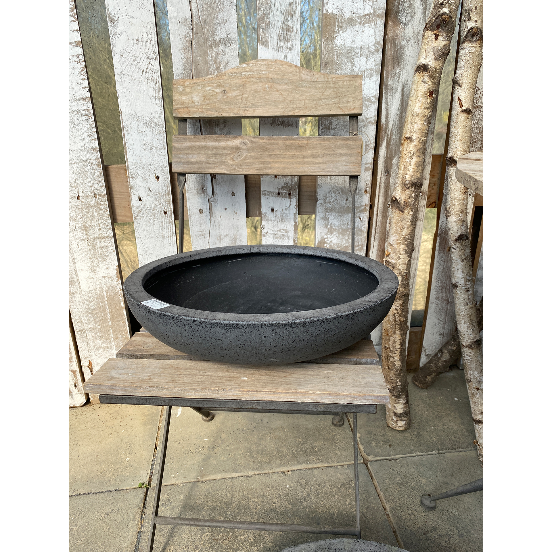 Polystone Pflanzschale Granit, flach 
