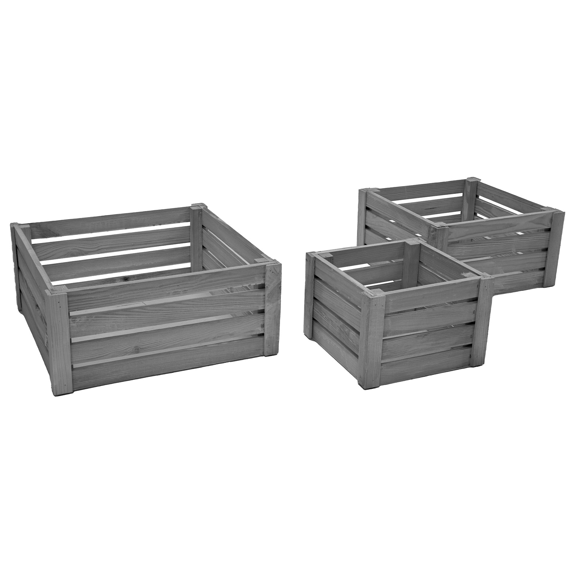 Kiste aus grauen Holzleisten