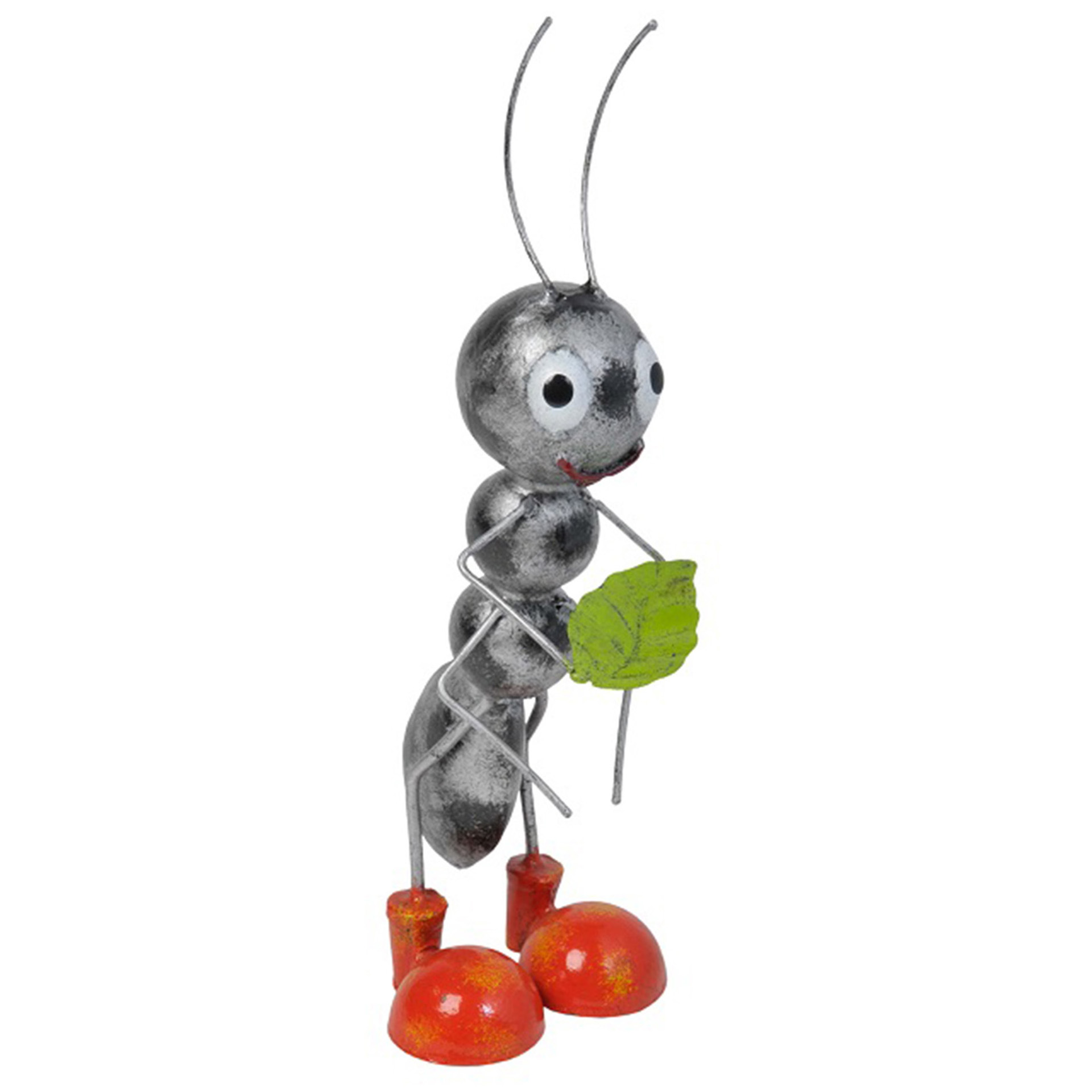 Ameise mit Blatt Metallfigur Gartendeko wetterfest